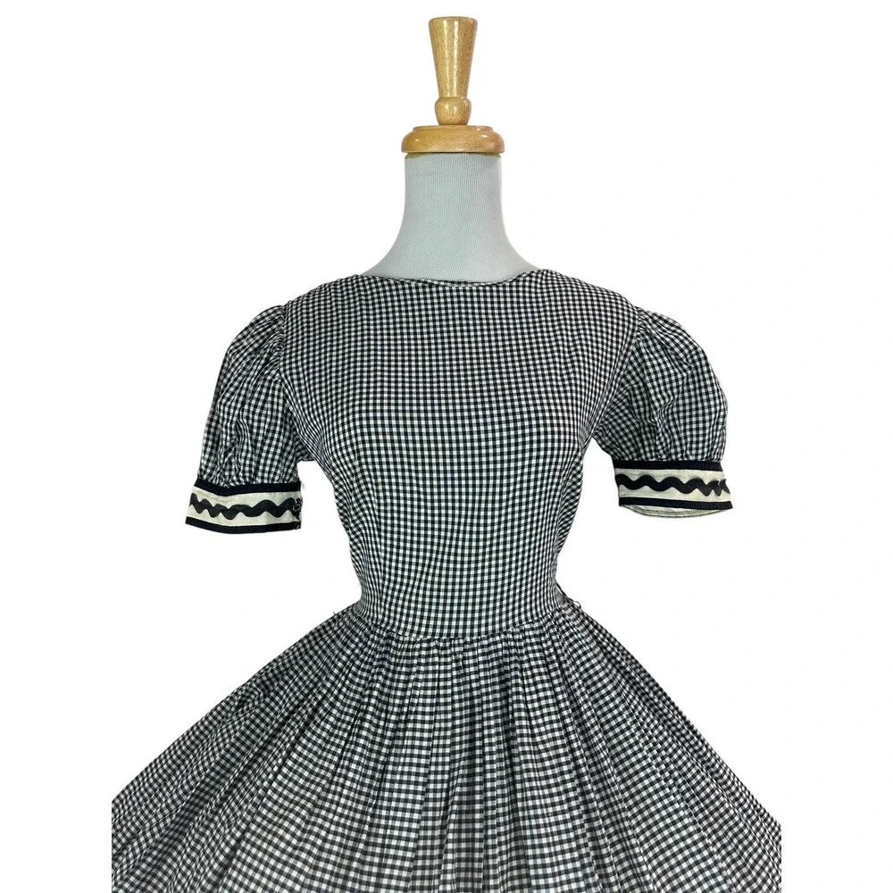 1950s‎ Dress Chechered Cotton Summer Full Skirt Rockabilly (Size M)